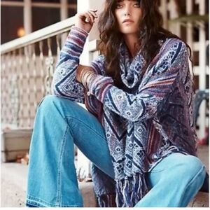 Free People Be The One Poncho Southwestern Wool Size S/M
